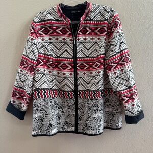 Phool Womens Size 18 Quilted Southwest Aztec Print Zip Up Jacket Lagenlook artsy
